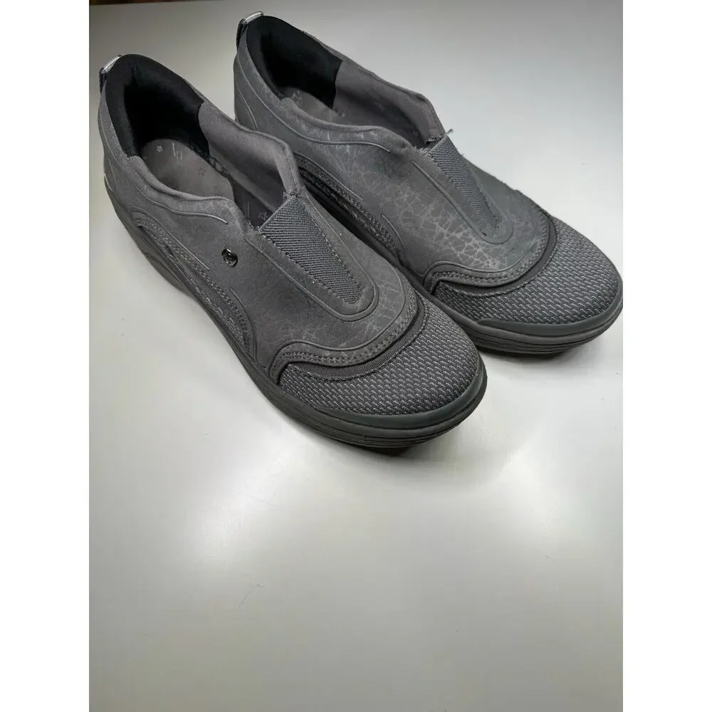 BZEES Derive Wedge Slip On Sneakers Gray Cloud Mesh Top Cloud Technology Sz 7.5